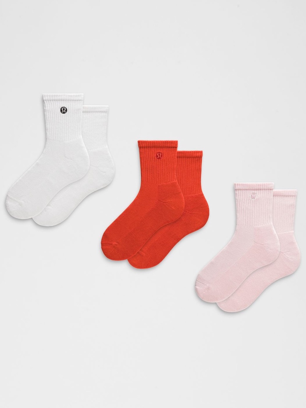 NWT Lululemon Unisex Daily Essential Quarter Socks 3 Pack